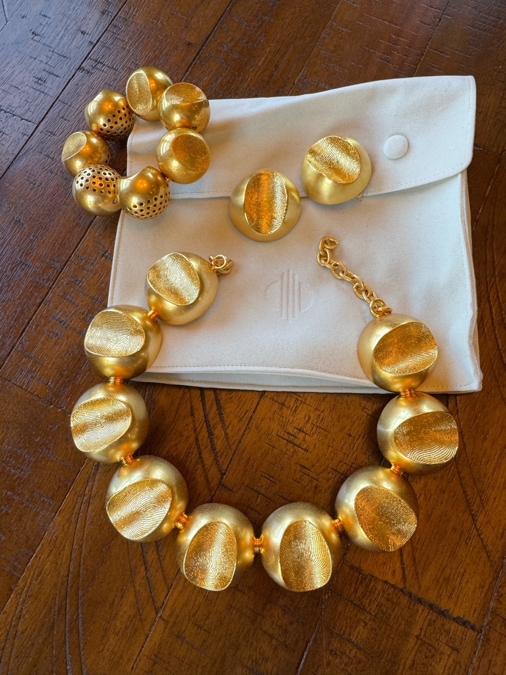 Khoi Gold Bead Necklace, Bracelet & Earring Set